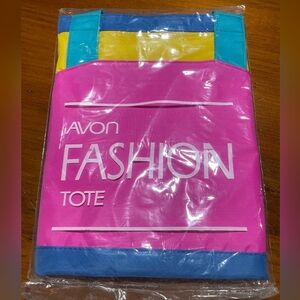 NEW IN PACKAGE AVON Vintage 80s Multi Color Block Fashion Beach Travel Tote Bag